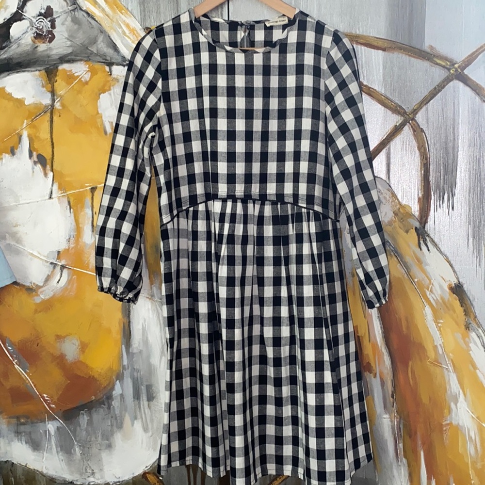 Flamingo Urban black and white Checkered Dress women's size small fall